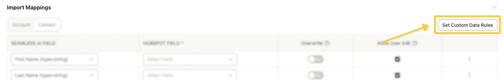 Custom Data Rules button