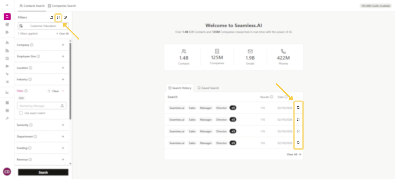 Save Search bookmark options