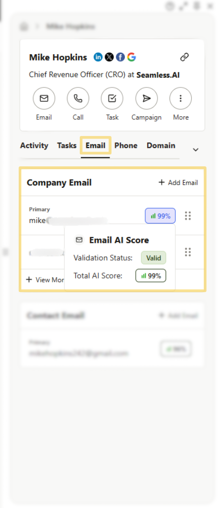 View the email confidence score for each email.