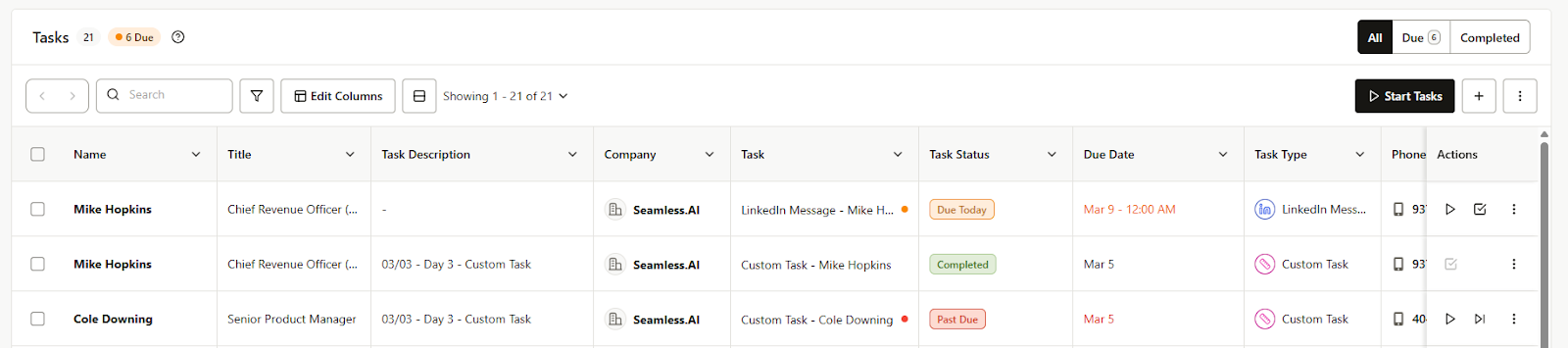Track and Manage Tasks directly through the Tasks Dashboard.