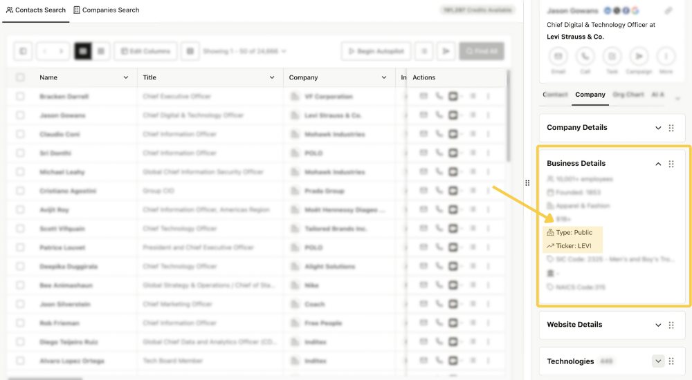 Company Type information in the Flyout Profile