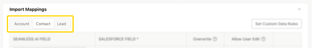 Customized import mappings based on import type