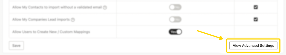 Advanced Settings button available at bottom of Universal Settings