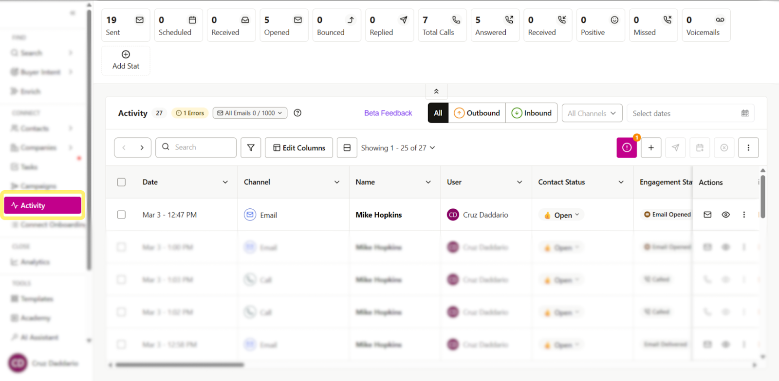 View engagement activity directly on the Activity Page