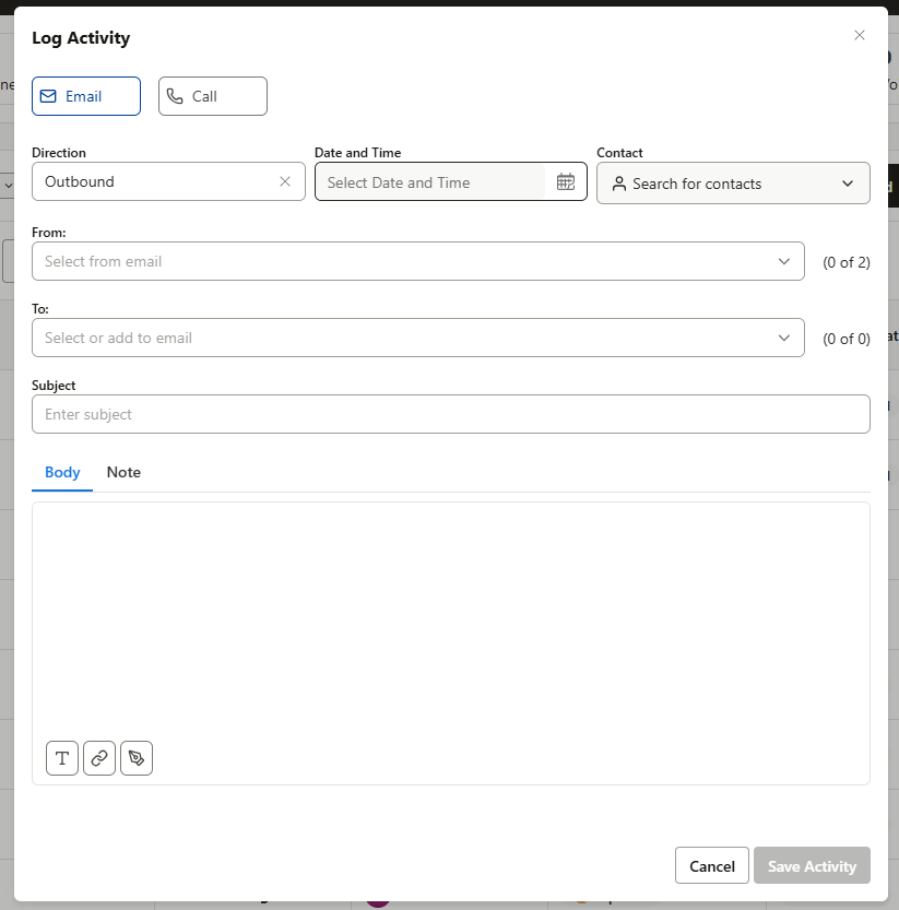 View and complete email activity.