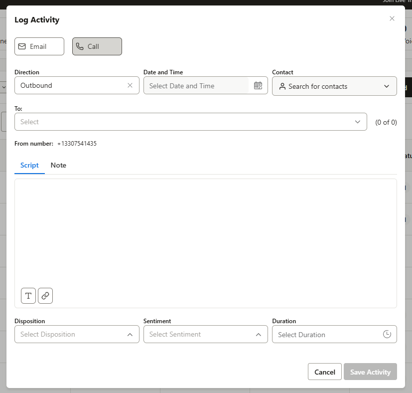 Follow up call tasks on the Activities page.