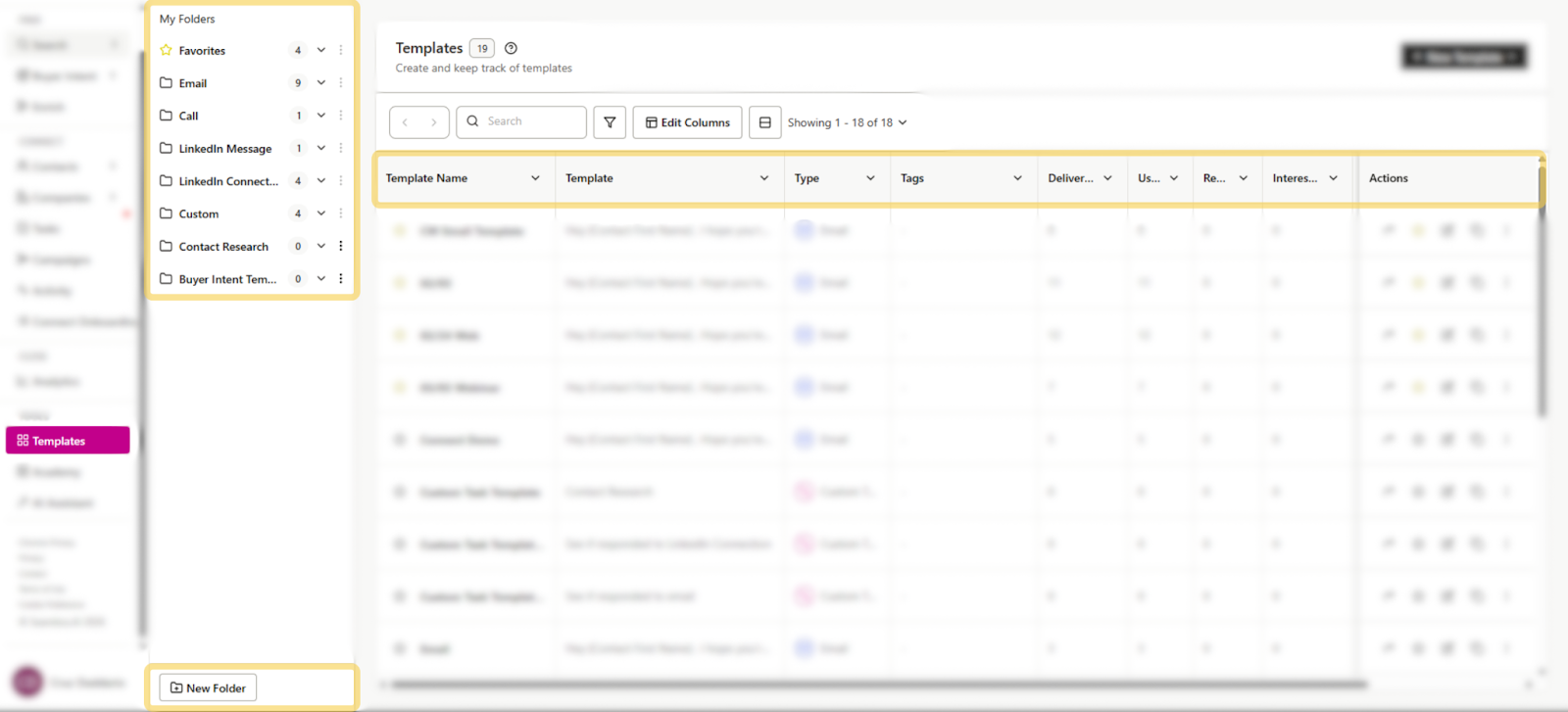 Manage your templates through custom folders
