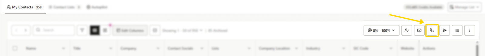 The Call All icon will pull mutliple contacts to a call sequence