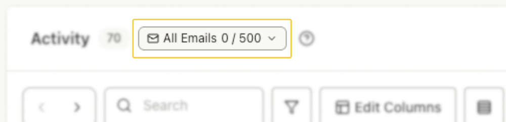All Email activity in Connect compared to daily send limit