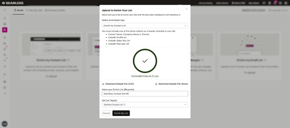 Data Enrich FIle Upload Modal