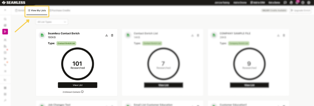 View Enriched Lists in Data Enrich