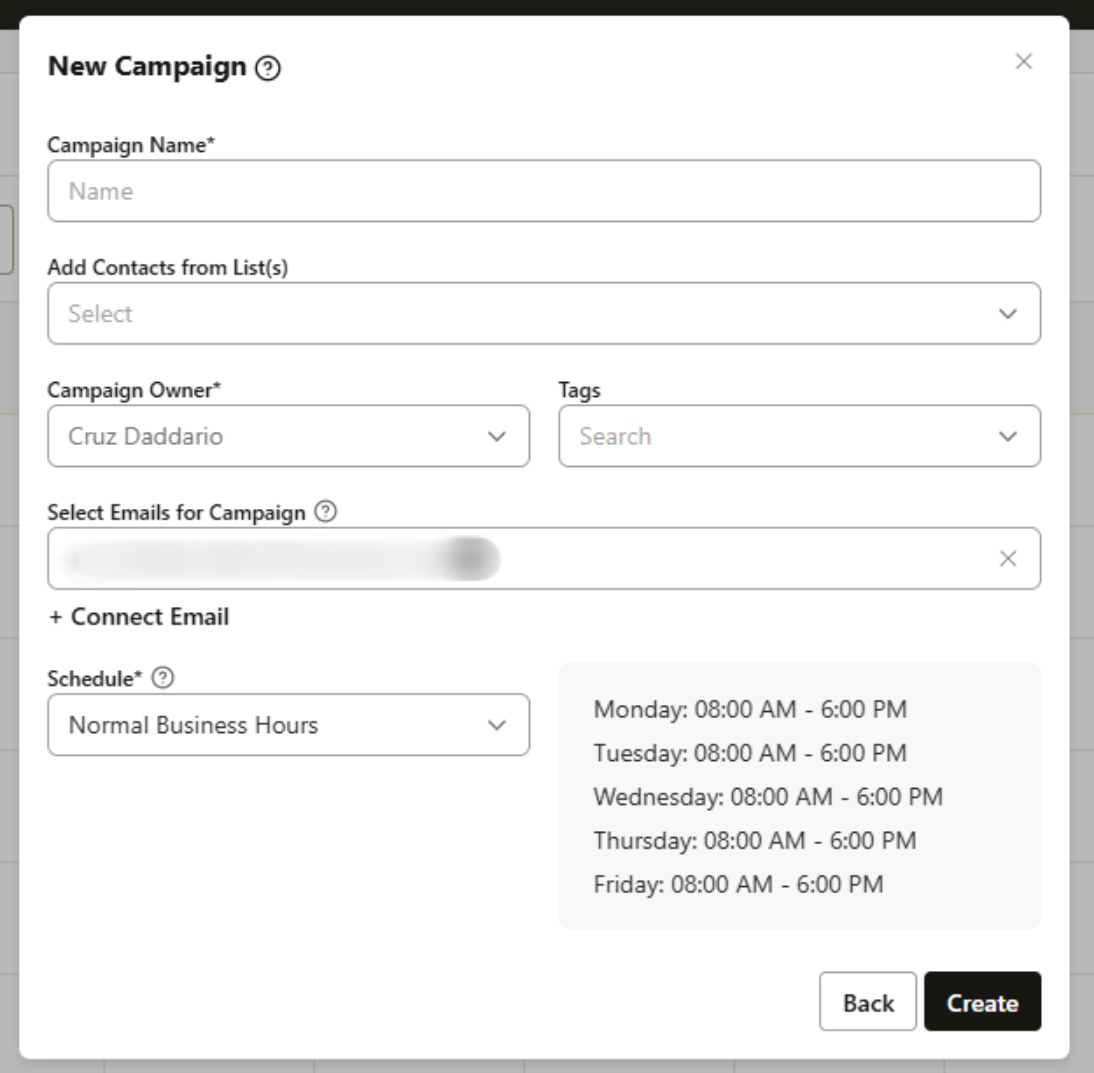 New campaign creation questions