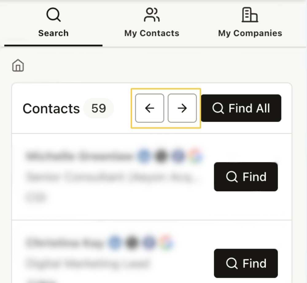 page arrows in the Chrome Extension