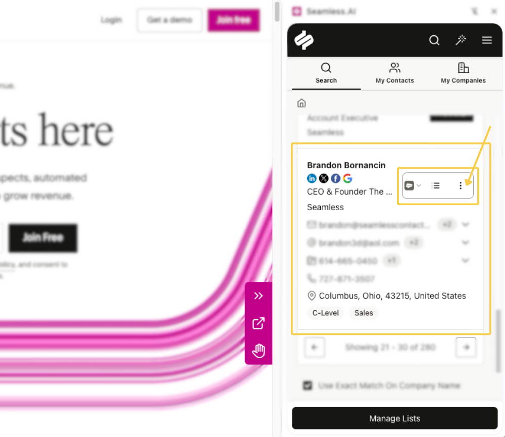 Contact Profile in the Chrome Extension