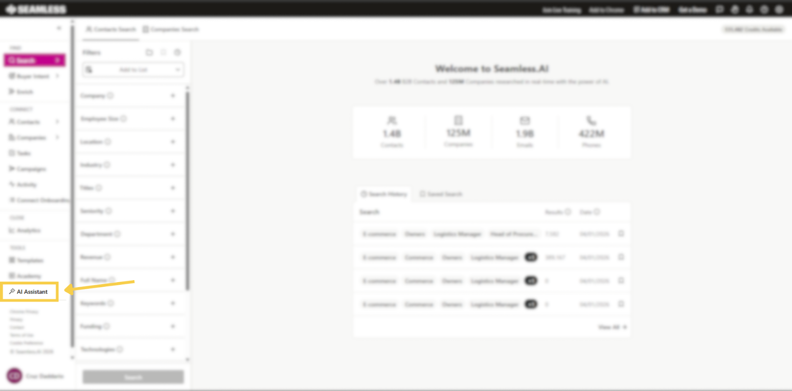 AI Assistant icon in Feature Menu 
