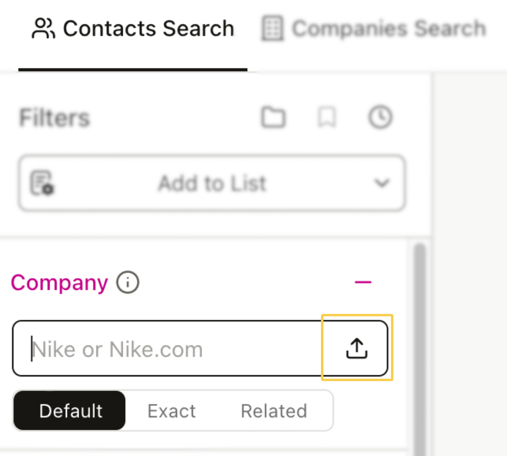 bulk upload icon on Contacts Search