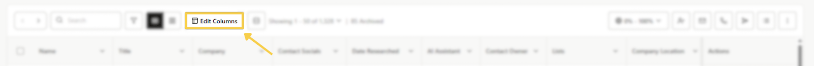 Edit Columns on table display.