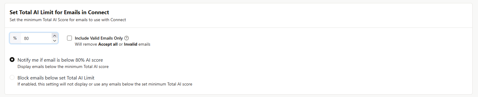 Set Total AI Limit for Emails in Connect