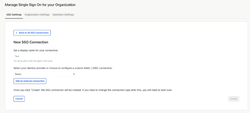 Create a new SSO Connection