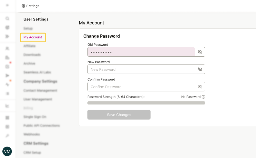 Change Password My Account