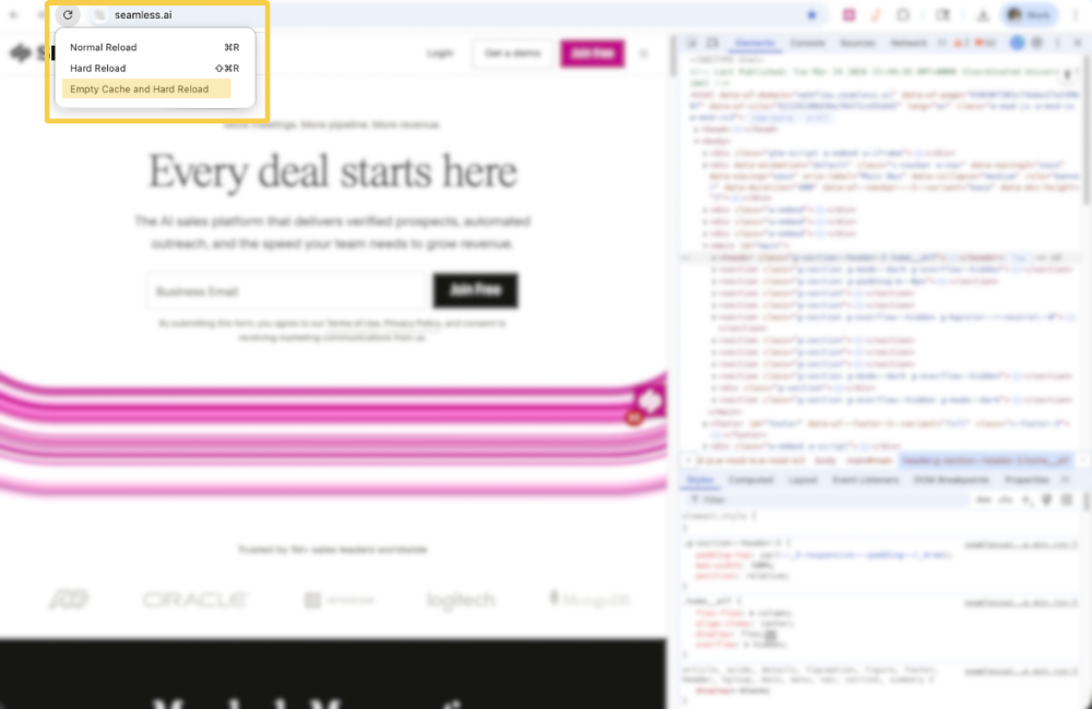 Empty Cache and Hard Reload Browser