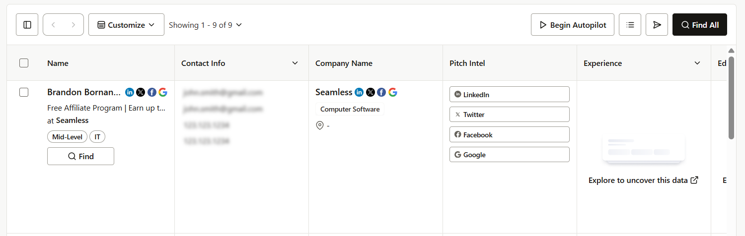pre-find card layout view