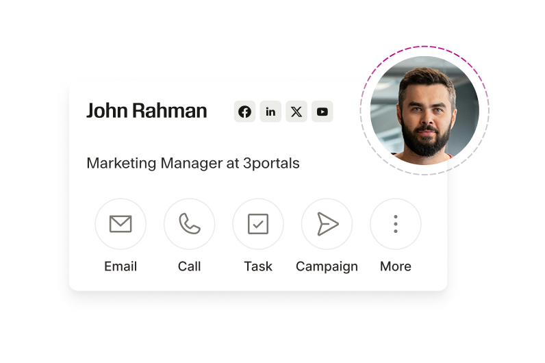 A contact card for a selected profile.