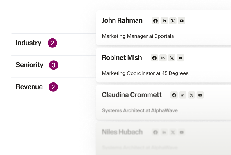 Seamless filters with the resulting list of leads.