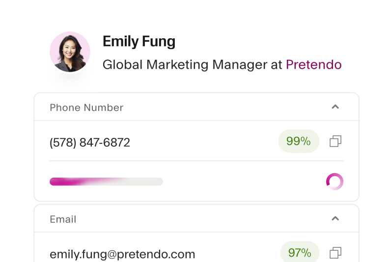 Contact profile being researched in real-time.