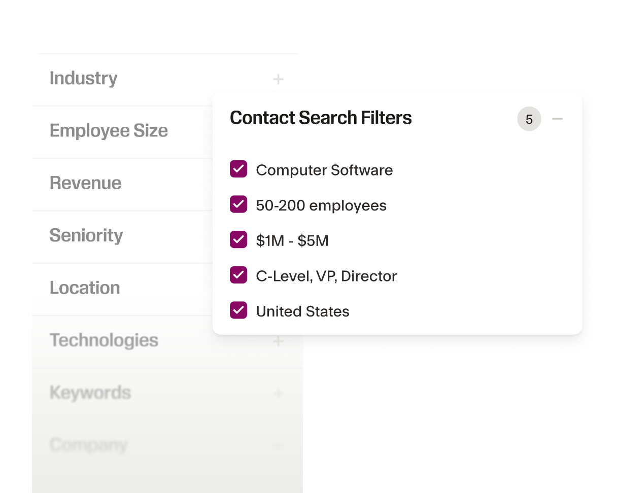Contact Search filters example setup.