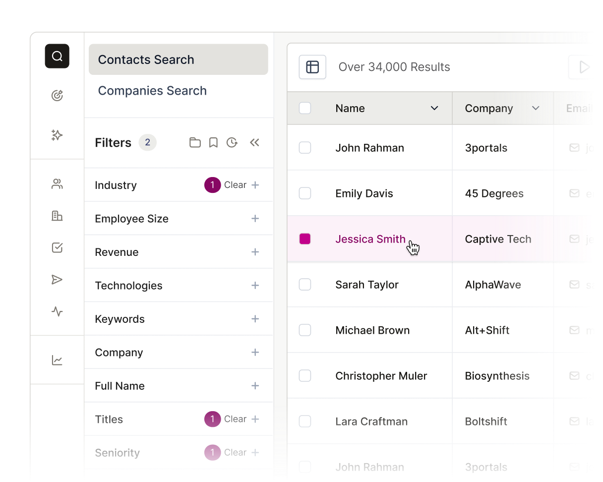 Zoomed in mock up of the Contact Search screen in the Seamless platform.