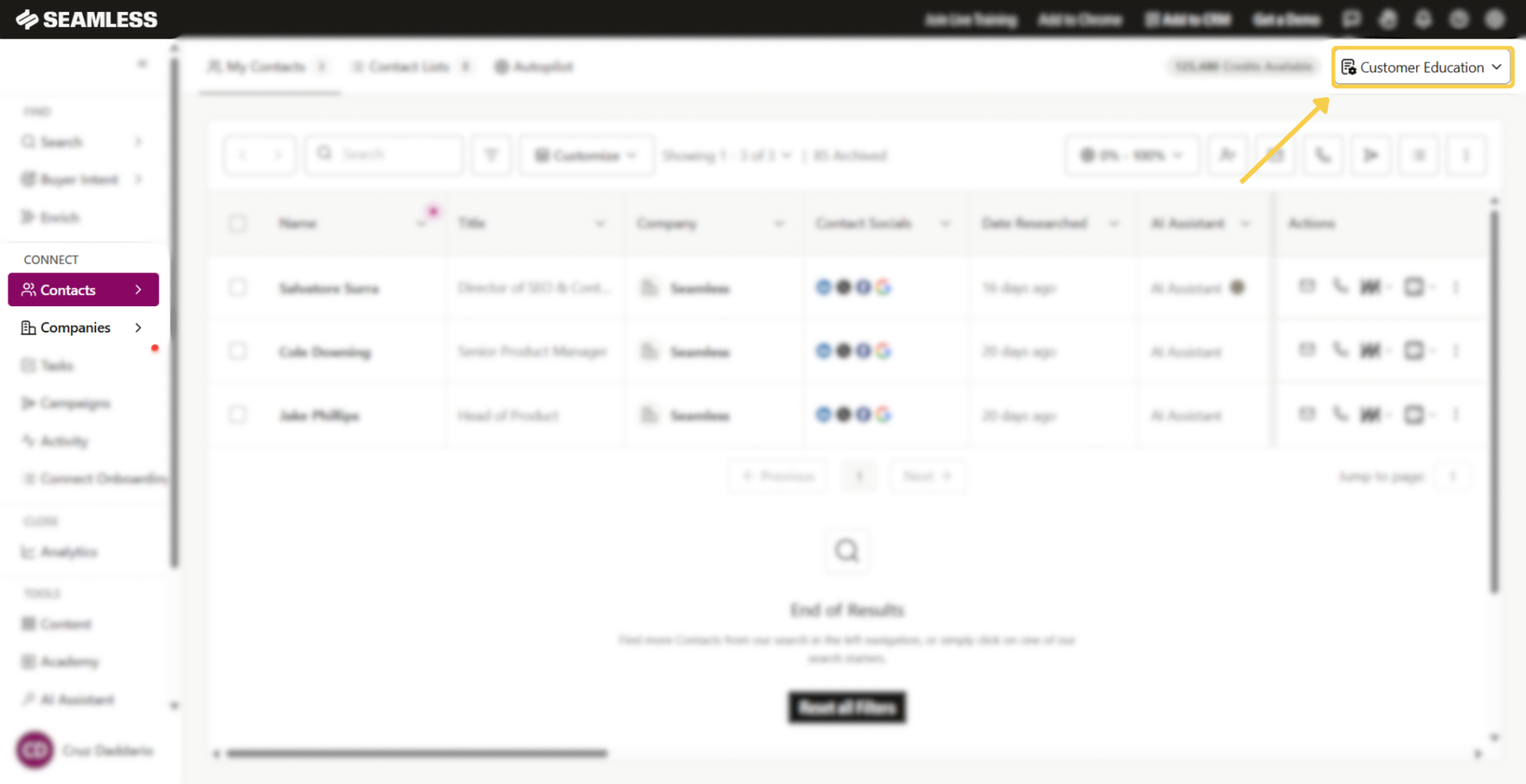 List View on My Contacts