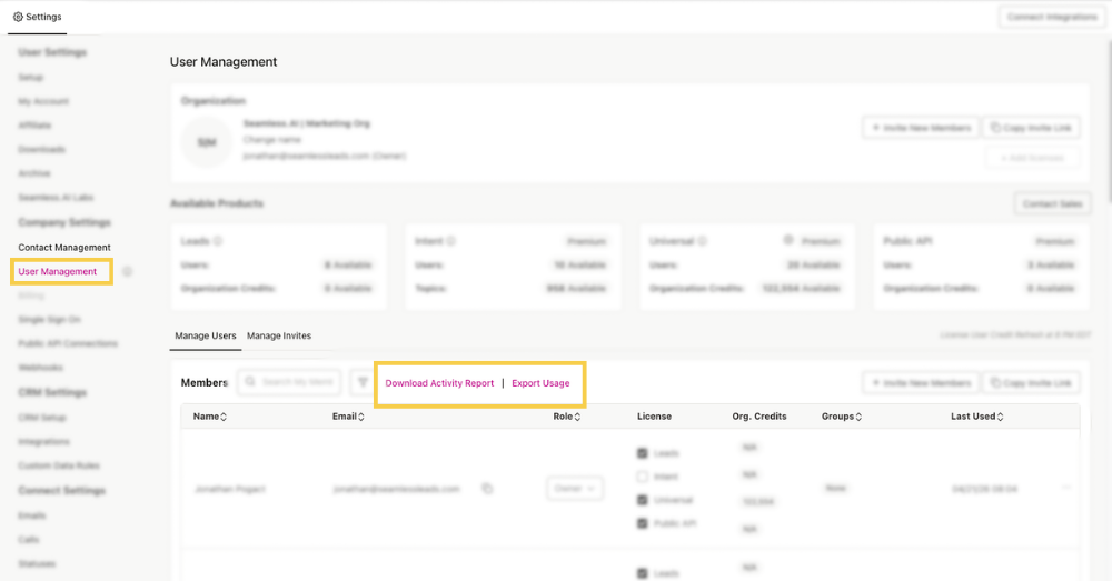 Download User Activity