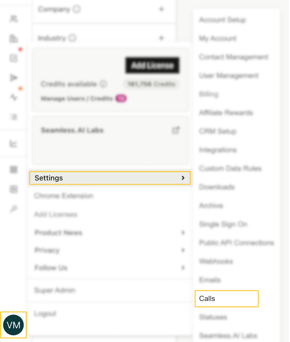 Access Call Settings