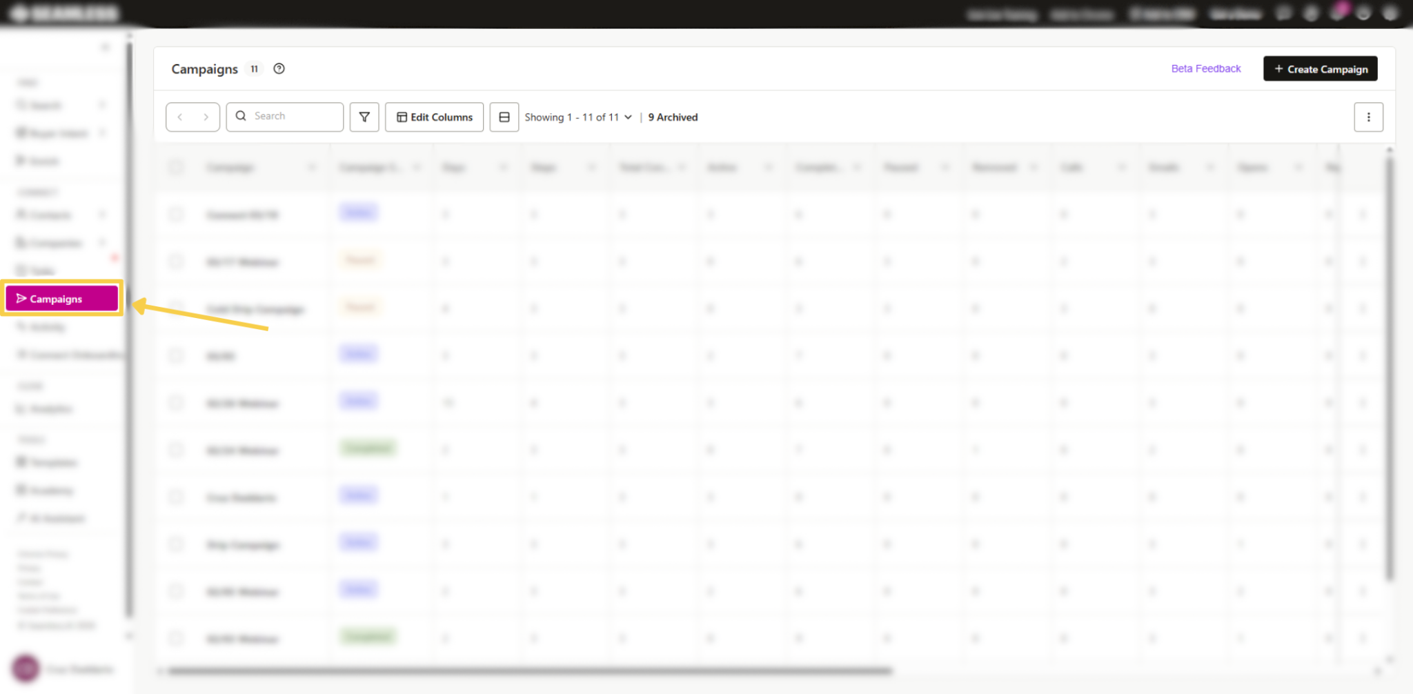 Campaign Management page.