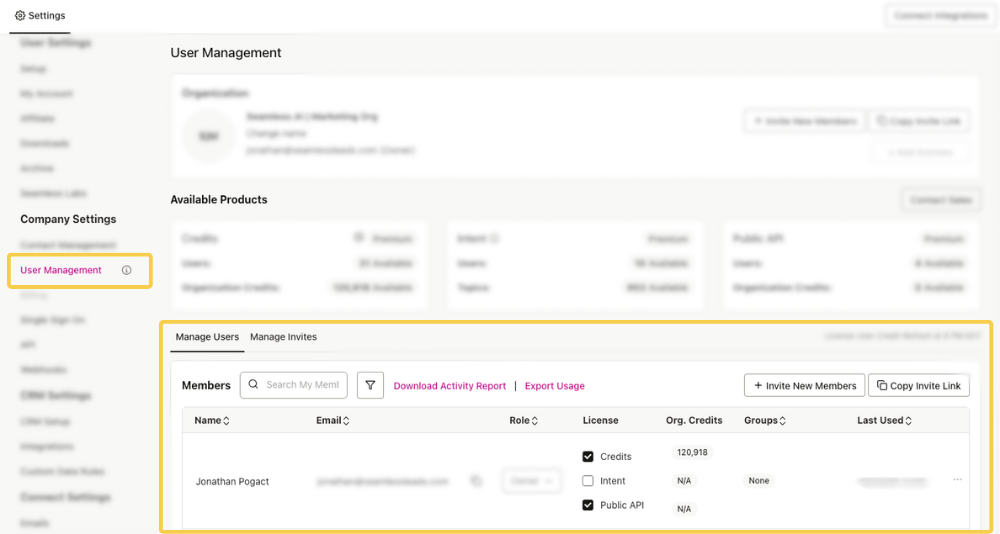User Management Page