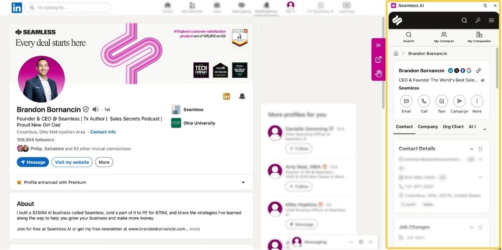 Contact profile in Chrome Extension