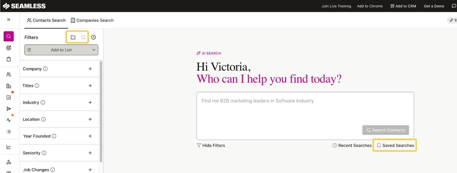 Locate Saved Searches