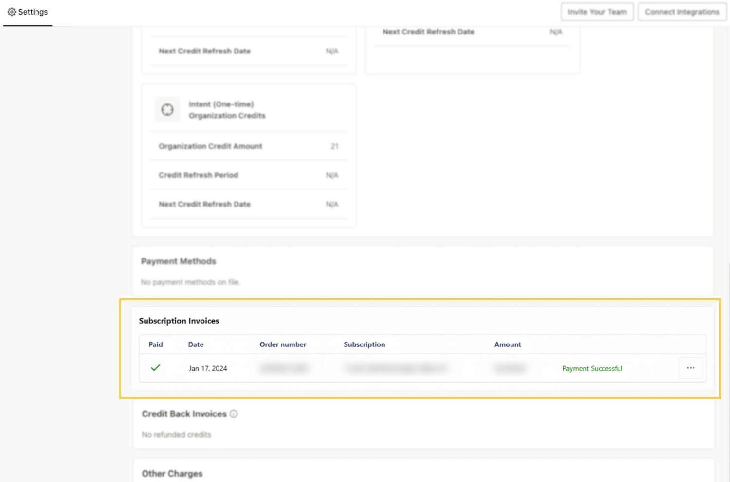 Subscription invoices