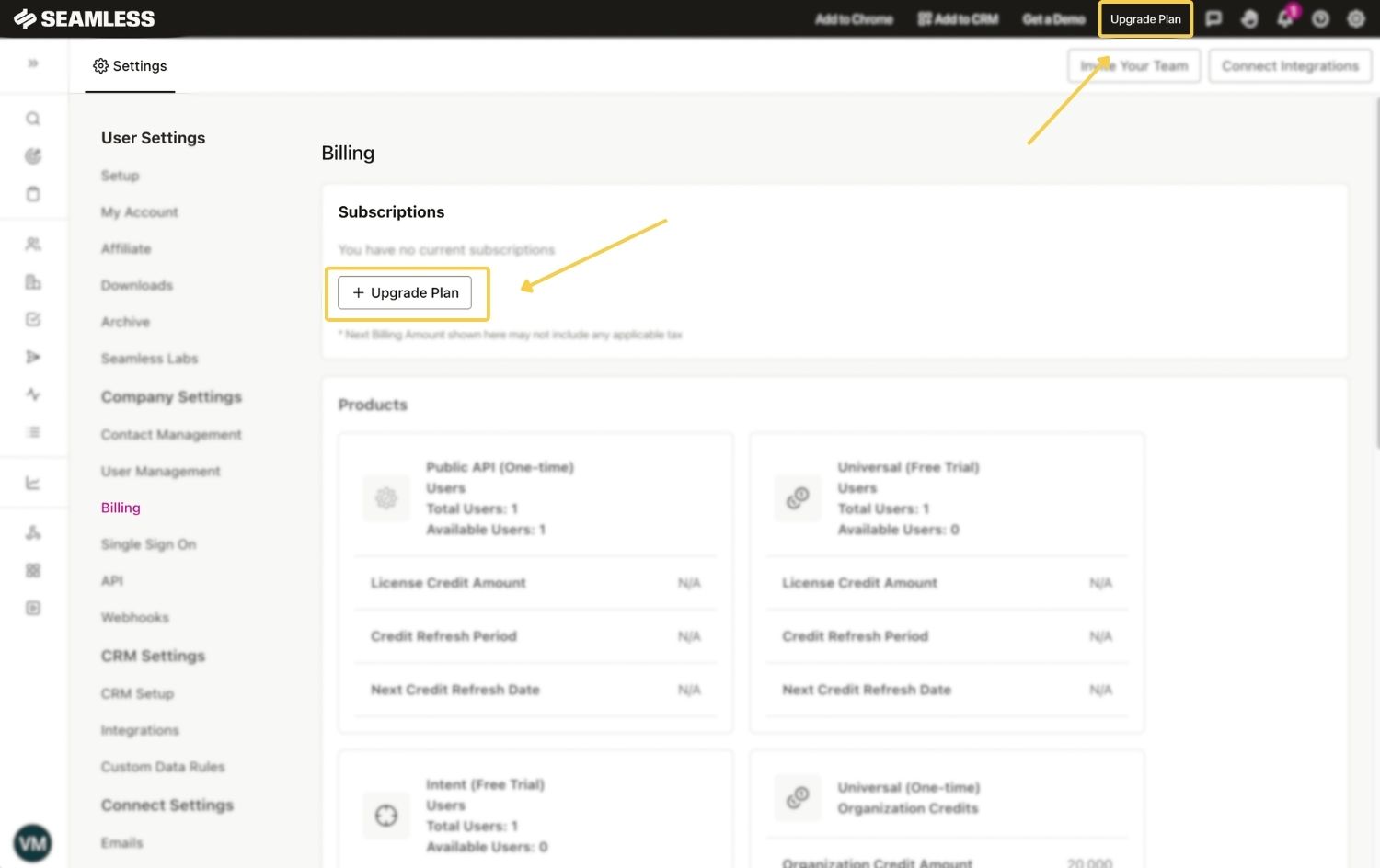 Upgrade your Seamless plan