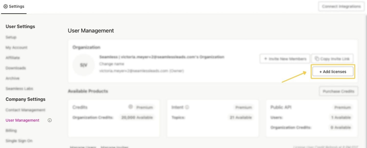 Add Seamless licenses