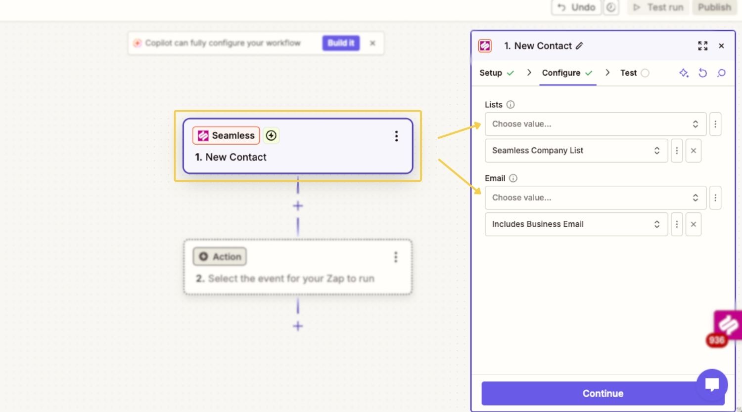 Configure your Seamless Zapier trigger