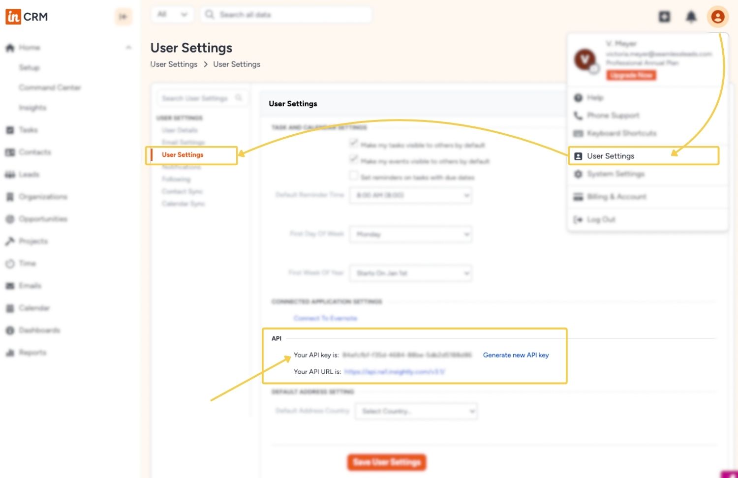Insightly User Settings