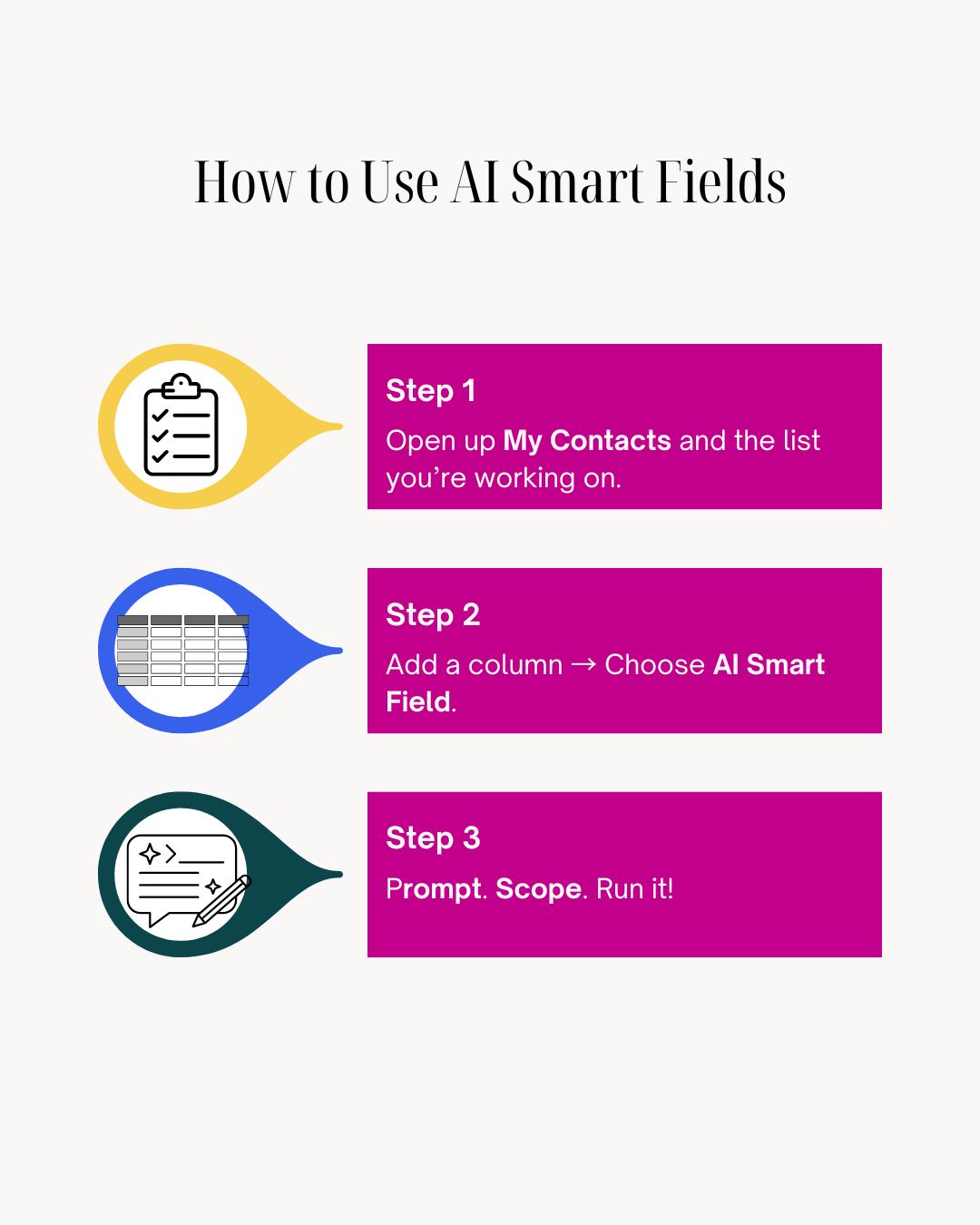 3 steps to use AI Smart Fields