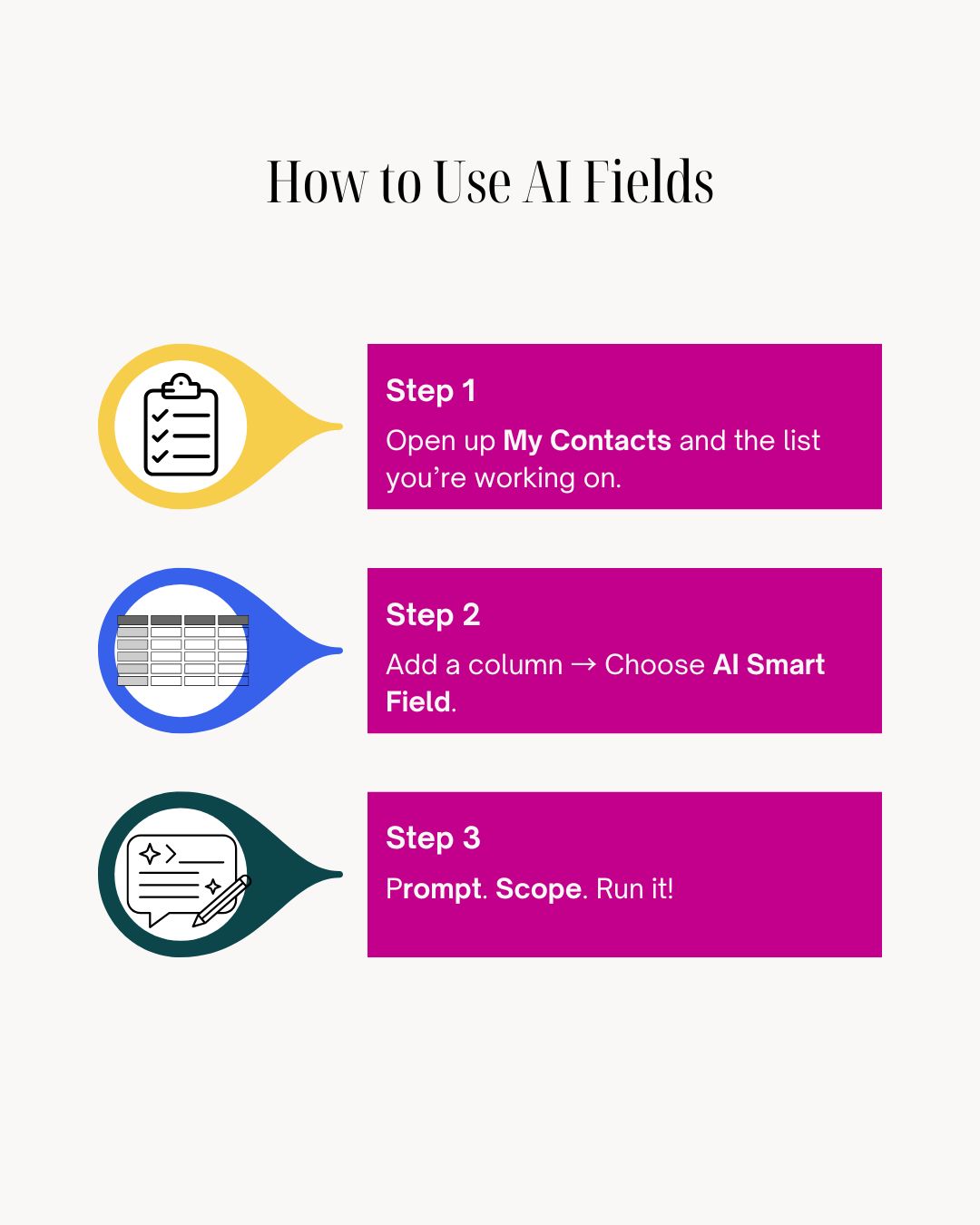 3 steps to use AI Fields