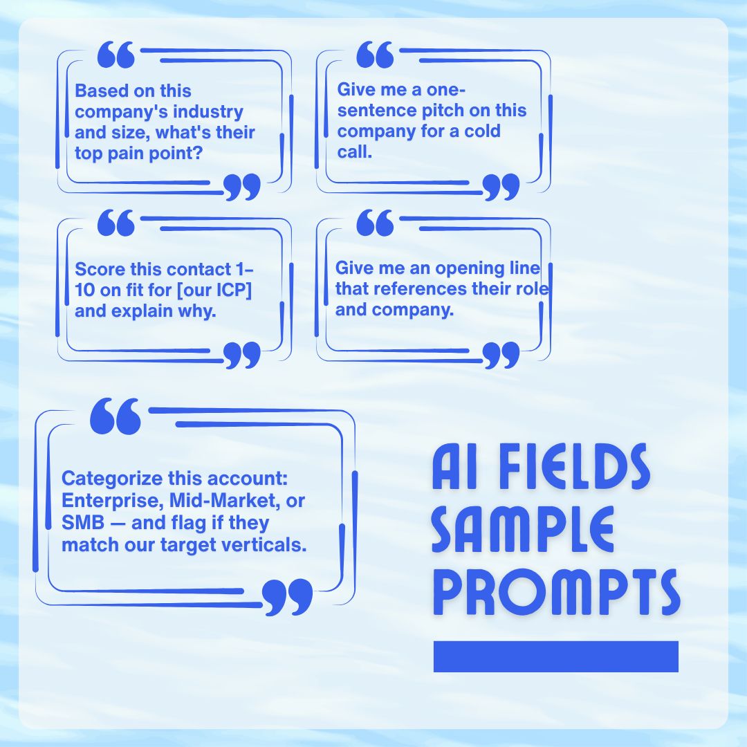 5 sample prompts for AI Fields