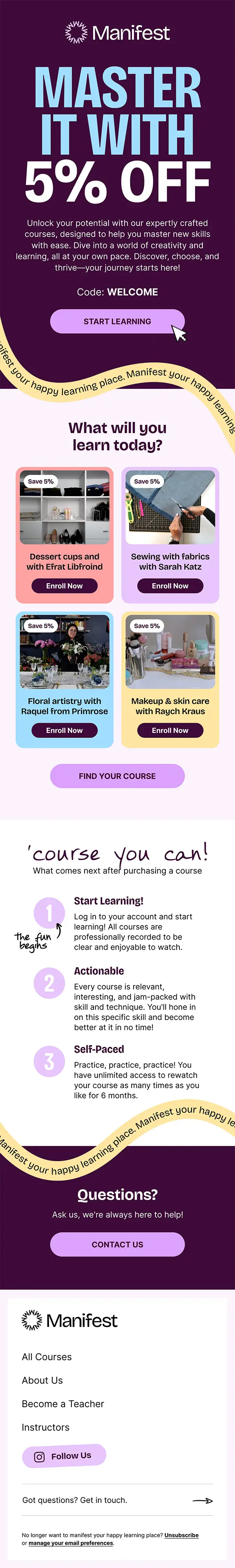Female course email design