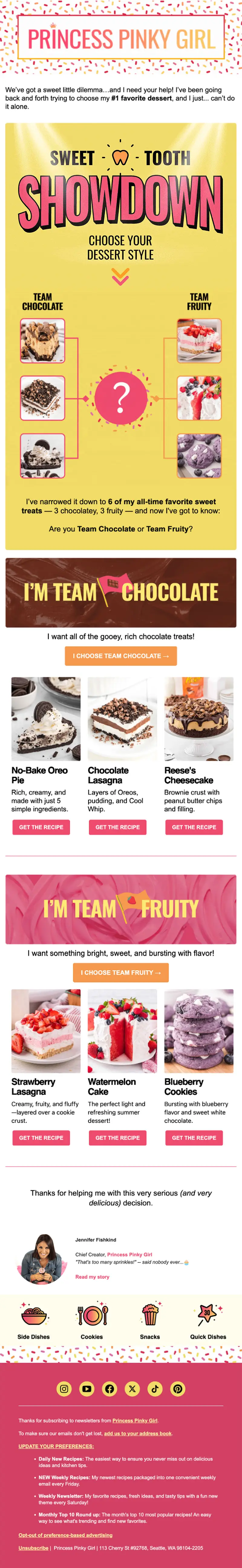 Recipe blog email design in kit