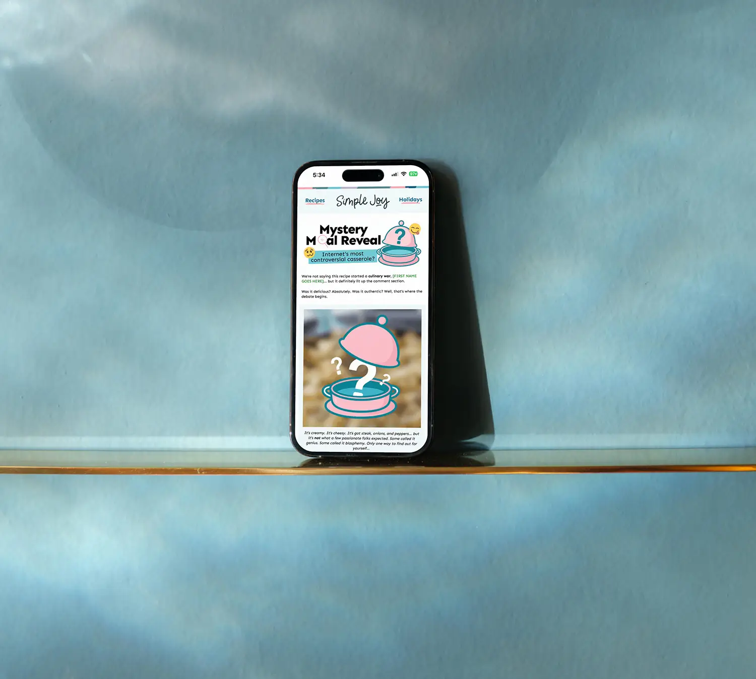 iPhone on blue background