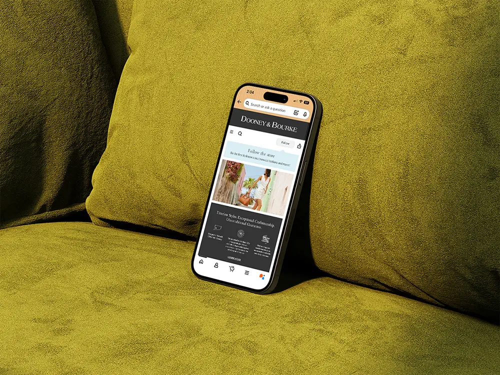 Amazon brand storefront design on an iPhone